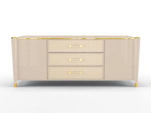 REMINGTON - Lacquered sideboard with drawers covered in leather _ BRUNO ZAMPA